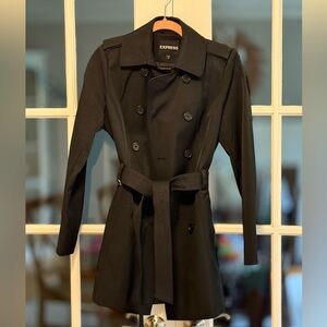 Express Water-Resistant Black Trench Coat
